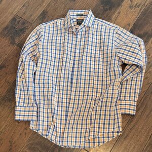 Neiman Marcus Blue and Orange Checkered Shirt